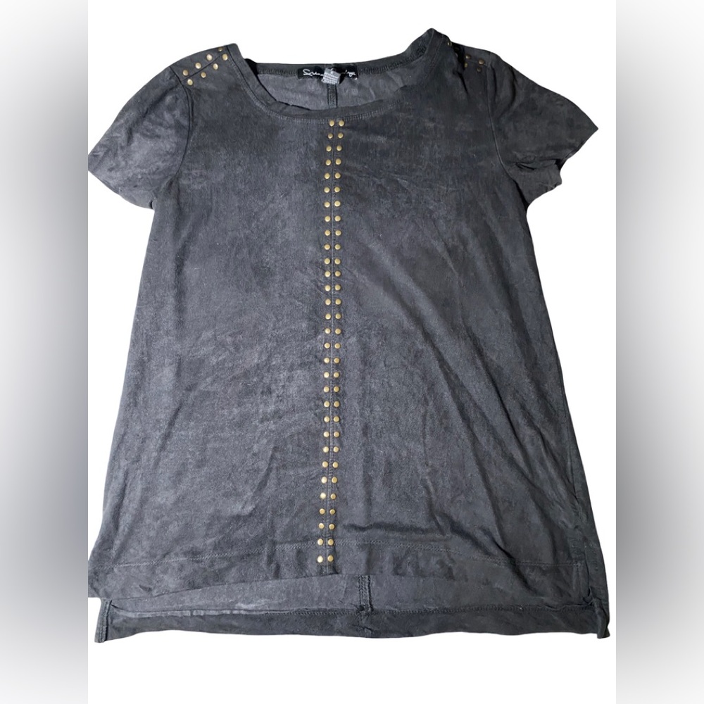 French Laundry Gray Embellished Boxy Tee